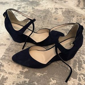 Cole Haan Grand 0s 7.5 wedge navy heel